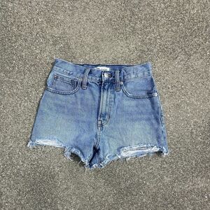 Madewell The Perfect Jean Short Womens 24 (25x2.5) Denim Blue Cut Off Festival